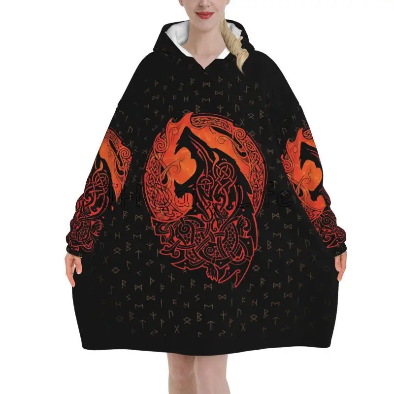 Sherpa Hoodie Fleece - Coperta con cappuccio indossabile con nodo